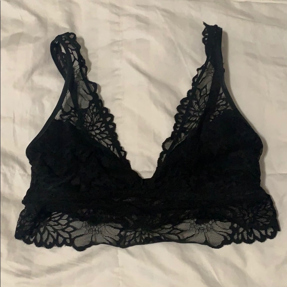 Pink - Black floral lace Bralette